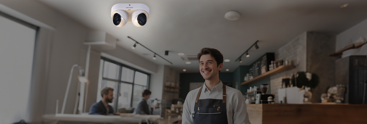 Dual-Lens Point-to-Point Zoom Turret zainstalowana w kawiarni