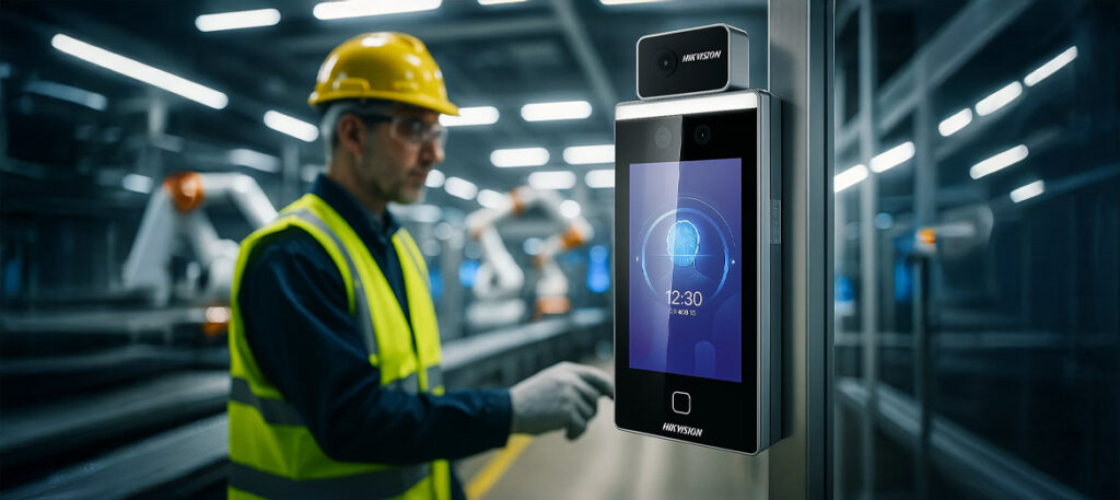 Terminal rozpoznawania twarzy w fabryce