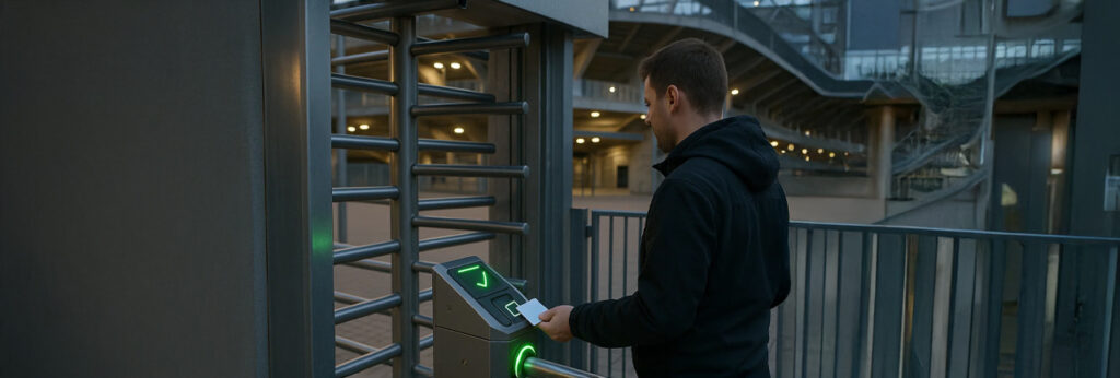 RFID w sporcie - młody mężczyzna wchodzący na wydarzenie sportowe