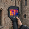 Termowizja a ochrona zabytków - mężczyzna z włączoną kamerą termowizyjną