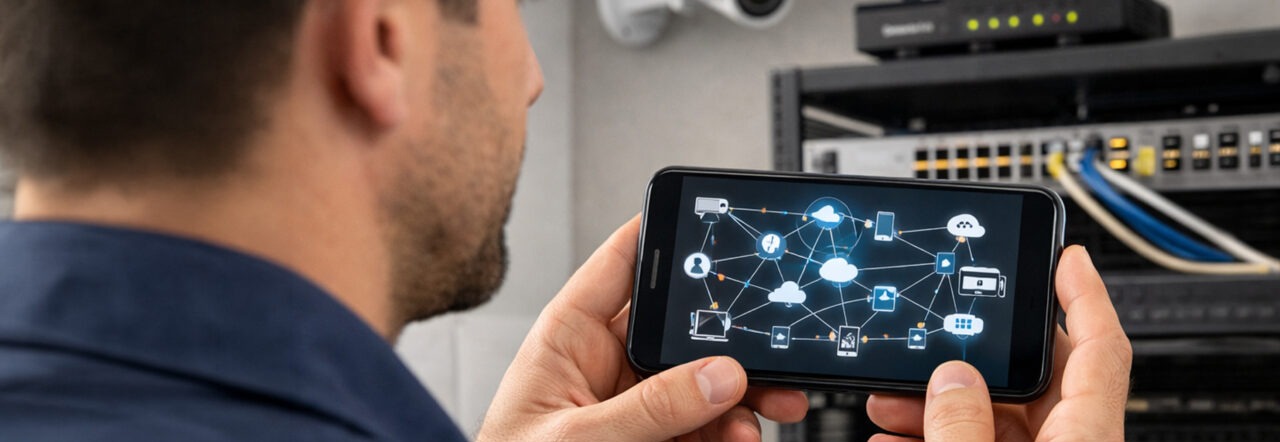 LinkVu od Hikvision - mężczyzna zarządzający systemem