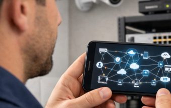 LinkVu od Hikvision - mężczyzna zarządzający systemem